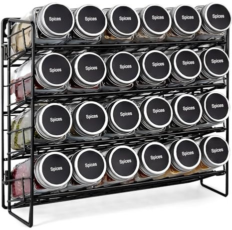 Miawtro Gewürzregal,4 Etagen Gewürzorganisator,Kein Bohren Nötig, Gewürzregal Ausziehbar,Vertikale Display-Gewürztreppe,Hängendes Gewürzregal Stehend,Geeignet Für Die Aufbewahrung In Der Küche