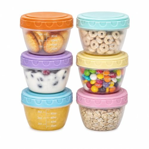 VINATO 6Pcs Kleine Dosen Mit Deckel Plastik, Frischhaltedosen Mit Deckel, 120ml (ca. 4 OZ) Mini Gefrierdosen Klein BPA-frei, Luftdicht & Stapelbar Für Sauces, Gewürze & Snacks