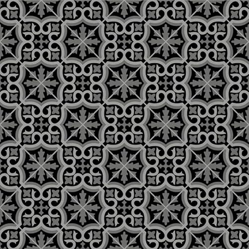 Bradley 999E Black-Grey Art Decor Tile Effect Turbo Vinyl Flooring | - 2m x 1m (6ft6 x 3ft3)