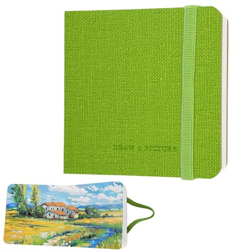 Quadratisches Doppelseitig Aquarellpapier Skizzenbuch | 10x10cm Aquarell Skizzenbuch, 30 Blatt Watercolor Sketchbook, 300g, 100 % Baumwolle Skizzenbuch Quadratisch, für Künstler