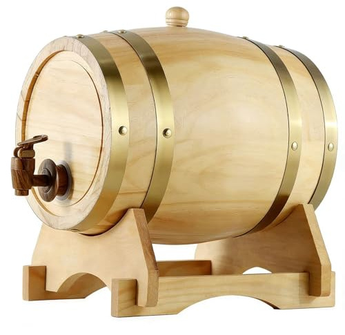 Tonneau à Vin Vintage en ChêNe, Tireuse à BièRe, Rhum, Whisky et Vin à Poser dans Un Bar à Domicile(C,5L)