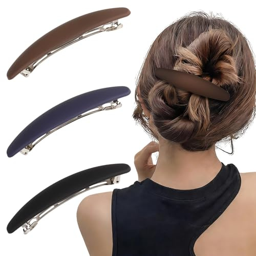 3 Stück Haarspangen Damen,10.4cm Ellipse französische haarspange Klammer,Vintage haarspangen damen dünnes haar,Mattes Modell french pin für Mädchen und Frauen Hochsteckfrisur,halb hochgesteckte Frisur