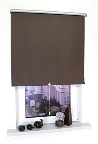 HOMELIA Thermo Spring- BZW. Schnapprollo Made in Germany/Verdunklung mit silberner Thermo-Beschichtung / 102 x 180 braun/Wand-und Deckenmontage