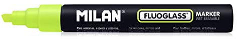 MILAN® Caja 12 rotuladores para cristal Fluoglass punta biselada amarillo