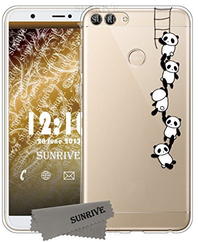 Sunrive Cover Per Huawei P smart, Custodia Case in molle Trasparente TPU silicone Morbida Flessibile Pelle Antigraffio protettiva(tpu Panda 1)