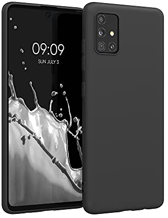 kwmobile Hülle kompatibel mit Samsung Galaxy A51 Hülle - weiches TPU Silikon Case - Cover geeignet für kabelloses Laden - Schwarz matt