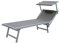 TEMPO STYLE - Lettino Mare Professionale in Alluminio L-Mediterraneo | Pieghevole con Tetto Parasole, Rivestimento in Textilene, Ideale per Spiaggia, Piscina e Giardino (Tortora/Alluminio)