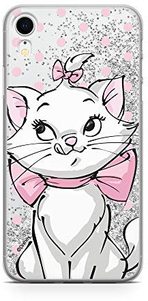 ERT GROUP mobile phone case for Apple Iphone XR original and officially Licensed Disney pattern Marie 002 optimally adapted to the shape of the mobile phone, with glitter overflow effect