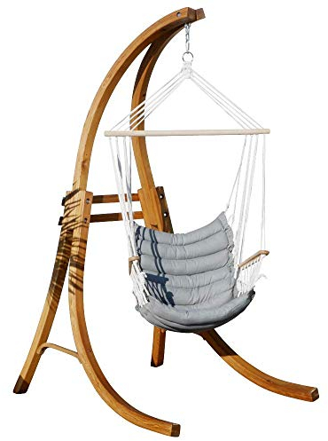 ALEOS. Design Hängesessel Hängestuhl Maly mit Gestell aus Holz Lärche CAT-Maly Holzgestell komplett mit Stoffsessel