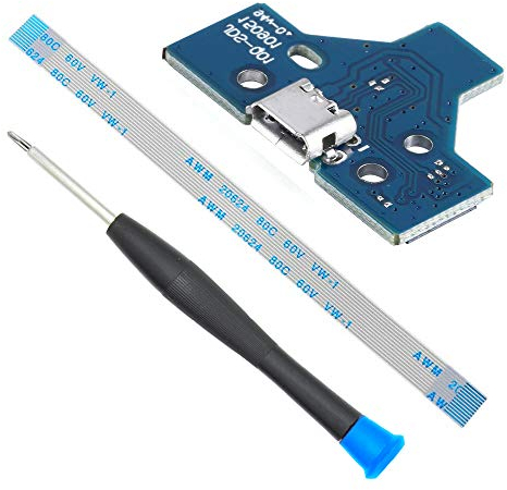 MMOBIEL Remplacement du Port de Charge pour Le modèle Dualshock 4 de la Manette Playstation PS4 : JDS-001 12 Pin Flex Cable INCL (+) Screwdriver