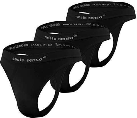 sesto senso Herren Nahtlos String Sexy Thong 3 Pack G-Strings Tanga L/XL Schwarz