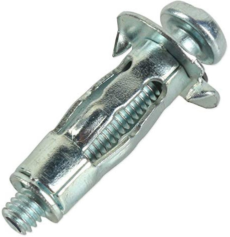 25x Hollow Wall Anchors M4 x 20mm BZP Metal Screw in Plugs for Cavity Plasterboard, Chipboard & Plywood Mounting