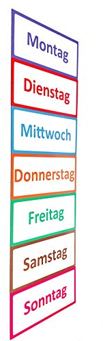 SMILEYBOARD Magnetische Wochentage – 7-teiliges Set (13,5 x 6 cm) für Wochenplaner, Aufgabenplaner & Kalender – Montag bis Sonntag