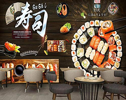 Mur de salle à manger de restaurant de sushi japonais Restaurant de sushi de style japonais personnalisé Papier peint photo 3D Mural pas cher 300 cm (L) × 210 cm (H)