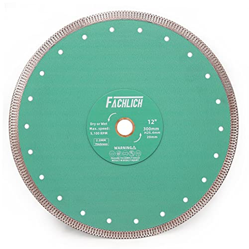FACHLICH Diamant Trennscheibe 300MM Turbo Mesh Diamantklinge mit X Felgensegment für Hart Keramik Porzellan Fliesen Granit