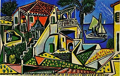 GWYDYB 5D Diamond Painting Set Picasso Berühmte Gemälde - Mediterrane Landschaft - Wanddekoration Kunsthandwerk Mosaik Malerei Geschenke 30×40cm