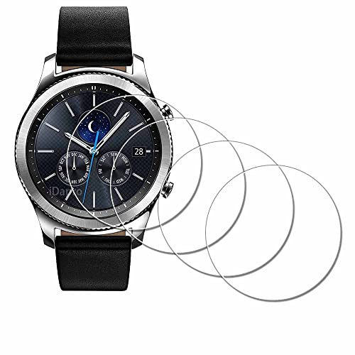 iDaPro [4Pcs Displayschutz schutzfolie für SAMSUNG GEAR S3 FRONTIER/Gear S3 Classic 46mm,Hartglas,9H Härte Glas,Kratzfest,Blasenschutz,Anti-Fingerabdruck,Einfache Installation