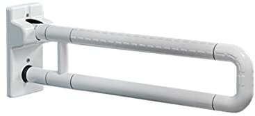 SZLXJMFL Stützklappgriff Edelstahl, Wandstützgriff Klappgriff WC Haltegriff Klappbar Rutschfest Badezimmer Aufstehhilfe Stützgriff Haltegriffefür Senioren Behinderte Schwangere Frau, White (60 cm)