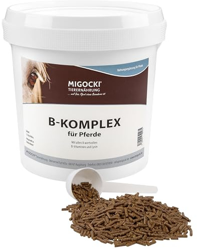 MIGOCKI B-Komplex für Pferde - 8 B-Vitamine - Zusatzfutter pelletiert - Gut für Nerven, Haut, Muskulatur - 1,5 kg