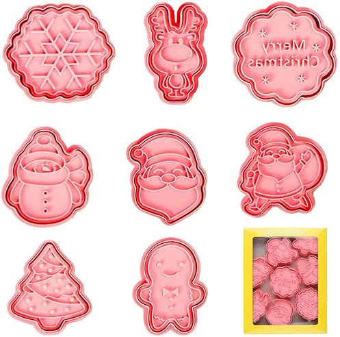 8pcs Ausstecher Weihnachten, Ausstechformen Ausstecher Keksausstecher für Kinder,Fondant Ausstechformen,Cookie Cutter, Cookie Backen Form,Kinder Backen Küche Zubehör