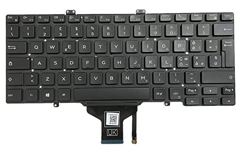 Gintai Italienisch Italiano Tasatatur Tastiera retroilluminata per dell Latitude 7400 7410 5400 5401 5410 5411 3400 0V2RM9 V2RM9 PK132EE3B18 SN7282BL Keyboard Backlit Laptop