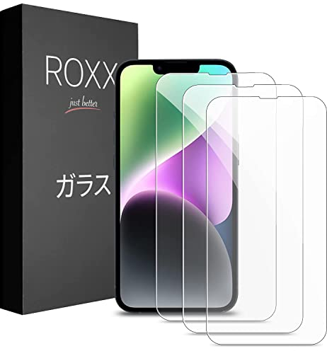 ROXX Japanisches 9H Schutzglas (3 Stück) | Volle Displayabdeckung | Kompatibel mit iPhone 14 Plus | Härter | Klarer | Kratzresistenter | Passt perfekt mit ROXX Hüllen