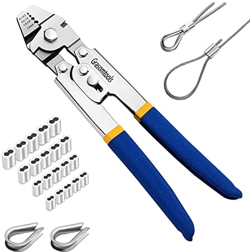 Drahtseil Crimping Swaging Tool,Cable Crimps bis zu 2,2mm mit 160pcs 4sizes Aluminium Double Barrel Ferrule Crimping Loop Sleeve und 15pcs Edelstahl Kausche