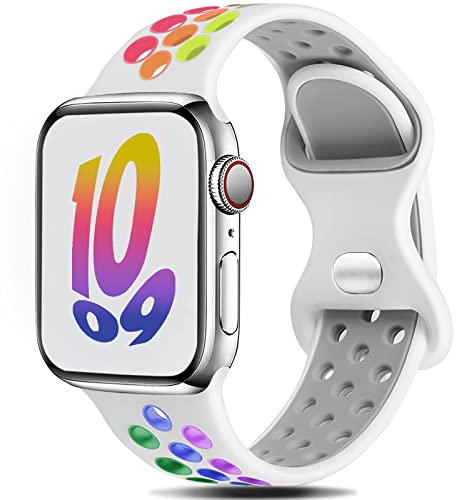 Gulemfy Kompatibel mit Apple Watch Armband - Apple Watch Sportarmband 44mm 42mm 45mm 46mm 49mm 38mm 40mm 41mm,Atmungsaktiv Silikon Armband für iWatch Series Ultra SE/10/9/8/7/6/5/4/3/2/1Unisex