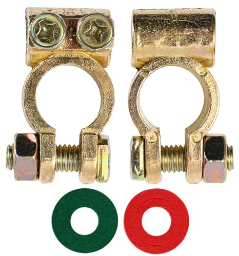 Battery Disconnect Terminals, Pure Brass Battery Release Connectors with Insulating Gasket,1 Pair Positive & Negative Battery Cable Terminals Connectors for Car Boat RV Truck Motorbike