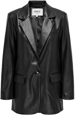 ONLY Onllana L/S Ovs Faux Lea Blazer TLR Noos, Nero, M Donna