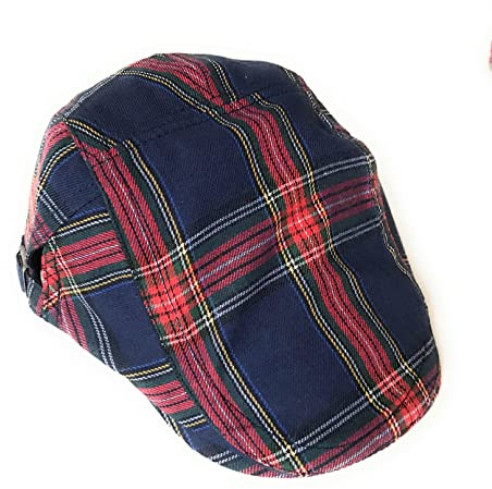 KGM Stilvolle klassische schottische Kappe mit Schottenkaro-Karo, flache Kappe, Herrenmode, Country-Kappen, Outdoor, Golf, Sport, Urlaub