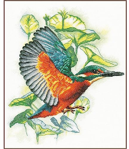 Lanarte Kreuzstich Stickpackungen Gezählter Kreuzstichbilder Set EISVOGEL Wanddekoration Handarbeit Set für Erwachsene 33 x 41 cm DIY Deko Bastelset Handwerker Kreative Geschenkset