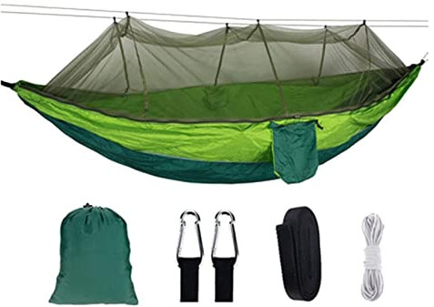 Hamac de camping portable avec moustiquaire pour 2 personnes - Hamac ultra léger pour voyage en plein air randonnée randonnée - Capacité de 250 à 300 kg