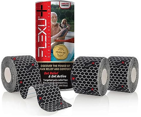 FlexU+ Kinesiologie Tape für Senioren; (Schwarz Milde Formel)