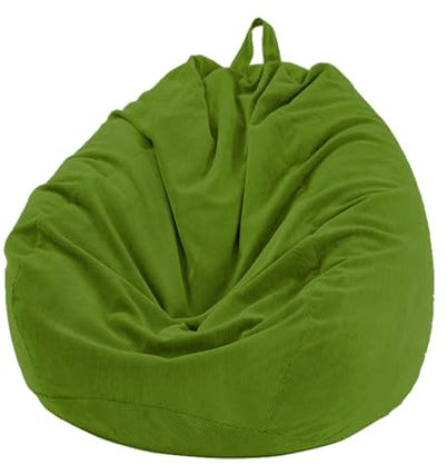 FANSU Bean Bag Cover Without Filling, Solid Colours Lazy Sofa Gaming Bean Bag Chair for Adult Kids, Corduroy Highback Beanbag Seat, Stuffed Toy Clothes Storage (70x80cm,Green)