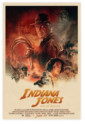 EYEZER Filmposter Indiana Jones And The Dial of Destiny 2023, Leinwand-Poster, Wandkunst, Dekordruck, Bild Gemälde für Wohnzimmer, Schlafzimmer, Dekoration, ungerahmt, 50 x 75 cm
