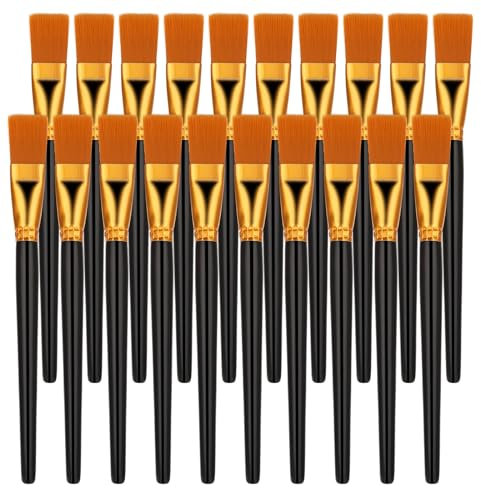 simarro 20 Pcs Flat Brush Set, 1 Inch Wide Watercolor Brushes Oil Painting Brushes, Big Paint Professional Brushes for Kids, Art Painters, Students Graffiti, Gouache, Acrylic Painting, Oil Painting