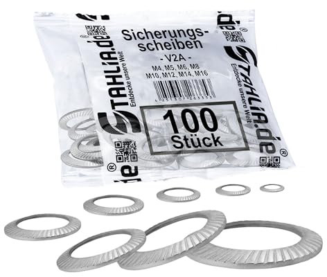 Stahlia Sicherungsscheiben M4 Unterlegscheiben Edelstahl (100 Stück) DIN 53070 Form S Beilagscheiben U-Scheiben gezahnt Unterlegscheiben Set Schraubensicherung