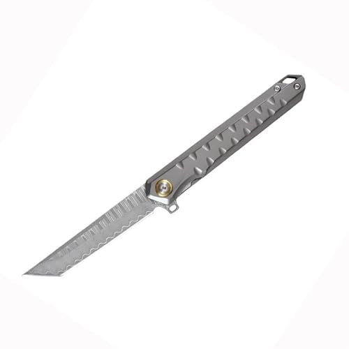 TABKER Damast Taschenmesser, Outdoor Klappmesser VG10 Damascus Steel TC4 Titanium Alloy Scharfes Taschenmesser Camping Reise Outdoor Tragbares