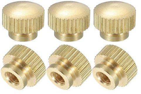 QUARKZMAN Gerändelte Daumenmuttern, 6 Stück M4 x D10mm x H8mm Messing Griffmuttern Rändelmuttern mit Hohem Kopf Befestigungselemente für 3D-Drucker-Teile Druckbett
