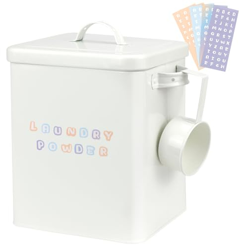 FAELNK Caja para detergente en Polvo Caja de Almacenamiento de Detergente 6L Dog Food Storage Contenedor Pienso Gatos Perro Recipiente con Tapa Asas y medidor para lavandería