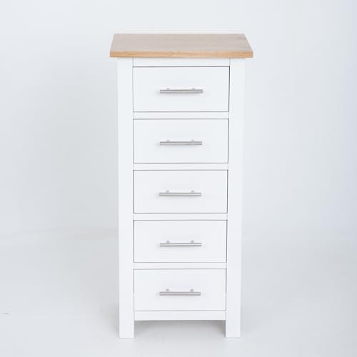 Kemtpase White OAK Wood Organization 5 Drawers Storage Cabinet Bedroom Living Room Home Office Furniture