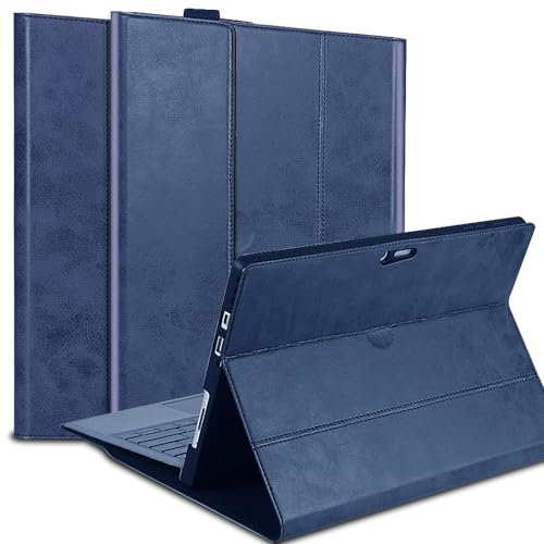 Gexmil Leather Case for Microsoft Surface Pro 7+ / Pro 7 / Pro 6 / Pro 5 / Pro 4,with Pencil Holder, Support Type Cover Keyboard,Magnetic Closure,Multi-Angle Portfolio Business Cover,Blue