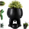 DXQCHDUO Vase amusant pour plantes grasses - Petits pots de fleurs d'intérieur avec trou de drainage - Idée cadeau amusante pour les amateurs de plantes - Noir