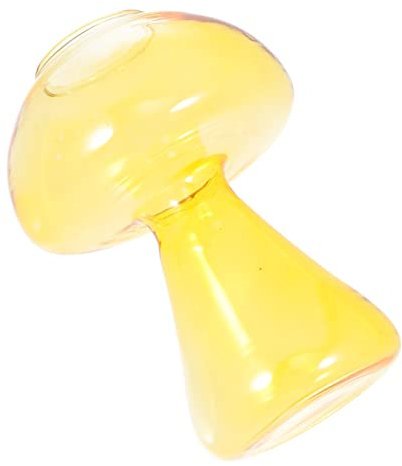 OFFSCH Vase en Verre Champignon Jaune pour Composition Récipient Hydroponique Décoratif pour Plantes