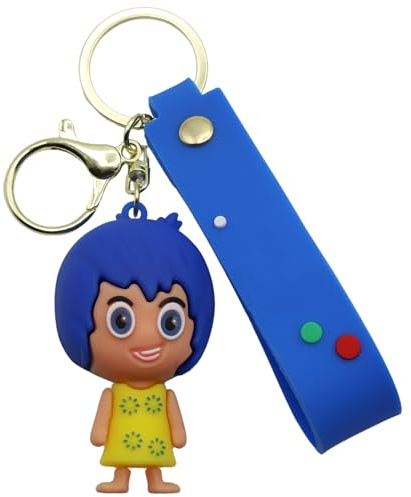 AUTOZOCO Schlüsselanhänger Fröhlicher Charakter aus Silikon, Schlüsselanhänger mit Cartoon-Motiv, Freude, 6 cm, Silikon, blau