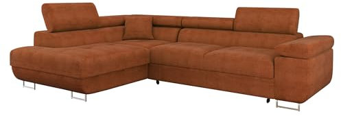 Mirjan24 Ecksofa Torezio mit Bettkasten, Einstellbare Kopfstützen, Sofa mit Schlaffunktion, Eckcouch für Wohnzimmer, Polsterecke, L-Form Couch mit Bettfunktion (Flow 09, Seite: Links)