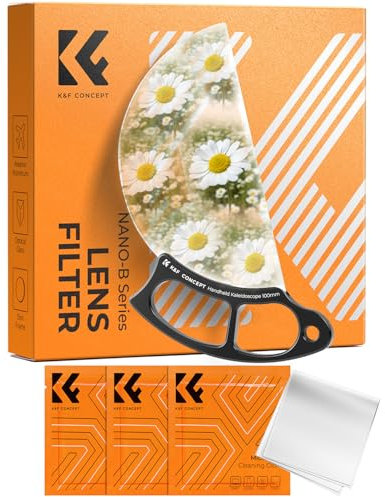 K&F Concept 100mm Half Moon Kaleidoscope Prism Lens Filter Handheld Optical Glass Prism Special Effect Camera Lens Filter (Nano-B Series)