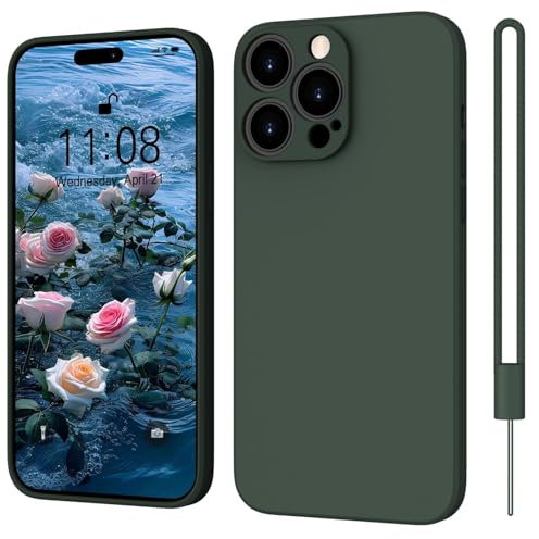 ORDA für iPhone 14 Pro Hülle, Kameraschutz und Bildschirmschutz Stoßfest Silikon Case, Soft TPU Slim Schutzhülle 6.1 Kompatibel mit iPhone 14 Pro Handyhülle Dunkel Grün