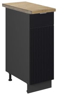Vicco Apothekerschrank Fame-Line, Schwarz gestreift, 30 cm, AP Eiche